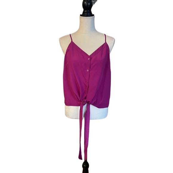 Sophia Vergara Fuchsia Sleeveless Tie Front Crop Blouse NWT - Picture 8 of 8
